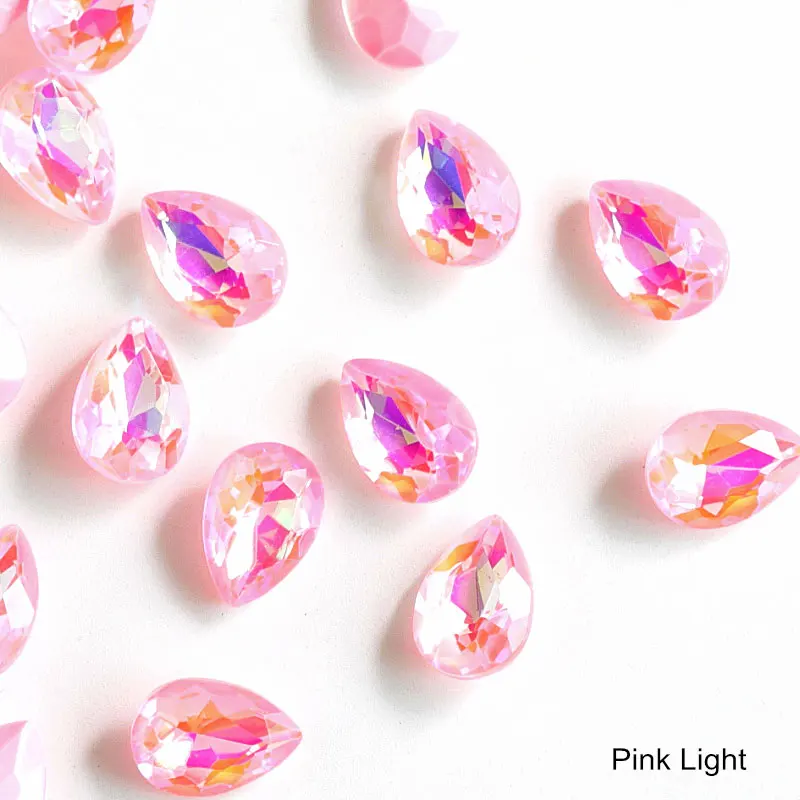 Pink Light 50 шт. K9 кристалл мокко флуоресцентные стразы высокого качества стеклянные стразы капельки Pointback стразы для одежды B3710 - Цвет: Pink Light