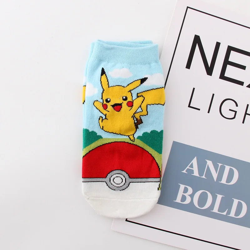 Милые женские носки каваи Харадзюку Пикачу с 3D принтом короткие хлопковые