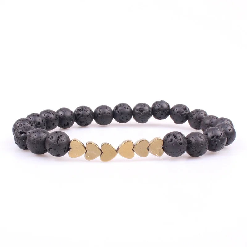 8 гематитовый магнит сердце камень браслет из вулканической лавы эфирное масло