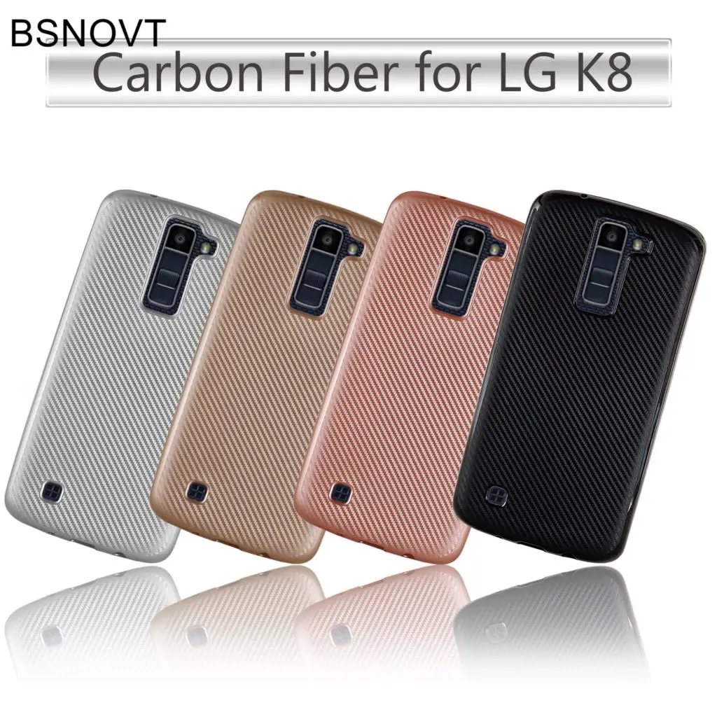 BSNOVT sFor LG K8 Case For Cover Full Protection Carbon Fiber Soft TPU K350 K350E K350N Phone Fundas 5.0&quot |