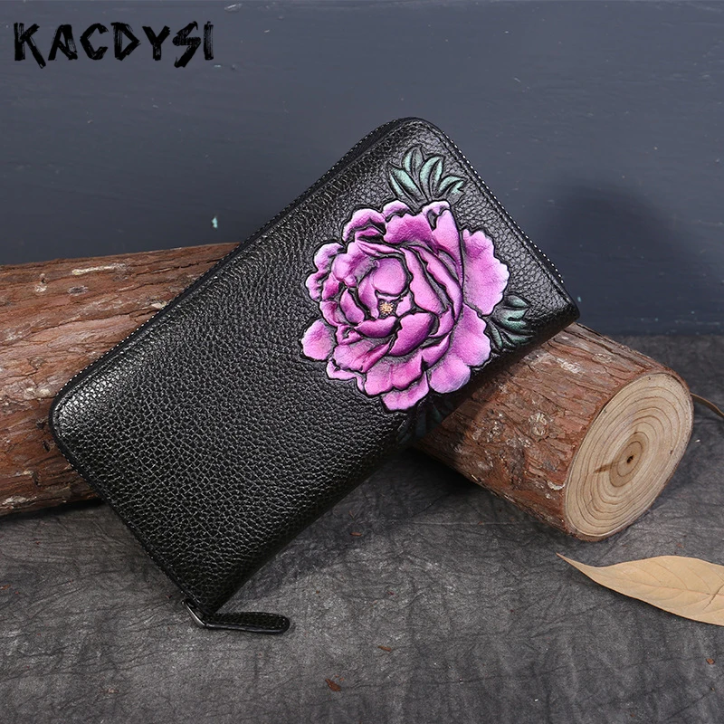 Женские кошельки ручной работы с большой емкостью двойные длинные винтажные из