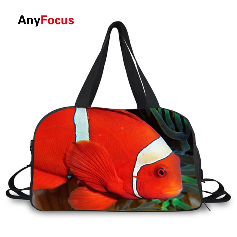 Новая модная вместительная женская сумка для багажа с 3D рисунком рыбы дорожная