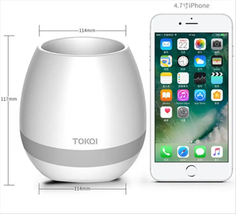 Rechargeable Led Light Touch Mini Egg Shape Music Bluetooth Speaker Flowerpot Flower Pot | Электроника