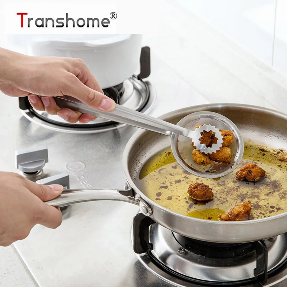 

Transhome Oil Filter Clip Stainless Steel Percolator with Chip Fryer Strainer Colanders Cooking Tools Kitchen Gadgets