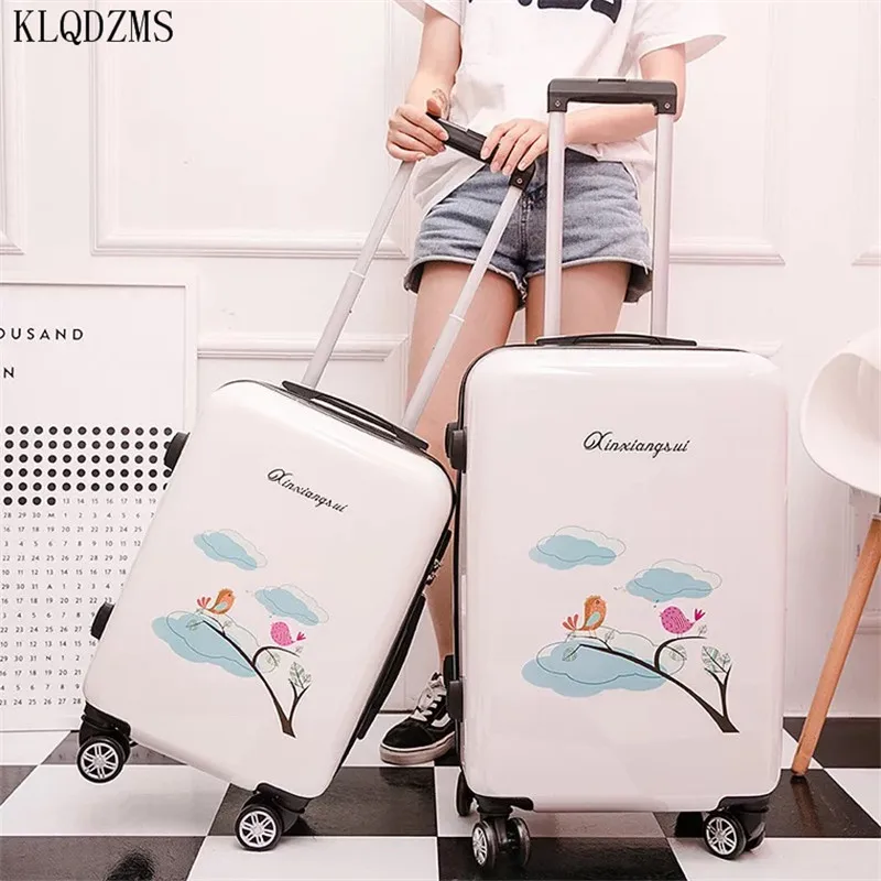 

KLQDZMS 16/20/24inch PC Rolling Luggage Spinner brand Travel trolley Suitcase fashion cartoon luggage series