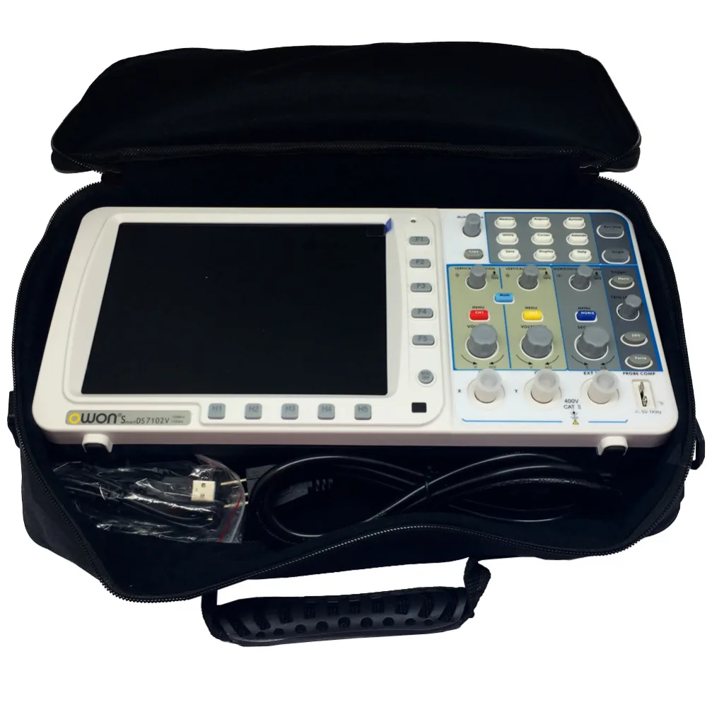 Тонкий осциллограф OWON 100 МГц SDS7102 1 г/локон большой " lcd LAN+ VGA+ сумка 3 года Гарантия ak77102v+ сумка