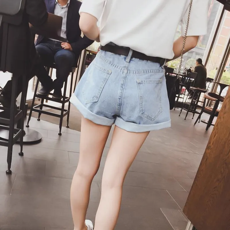 Женские джинсовые шорты модные брендовые винтажные повседневные рваные широкие