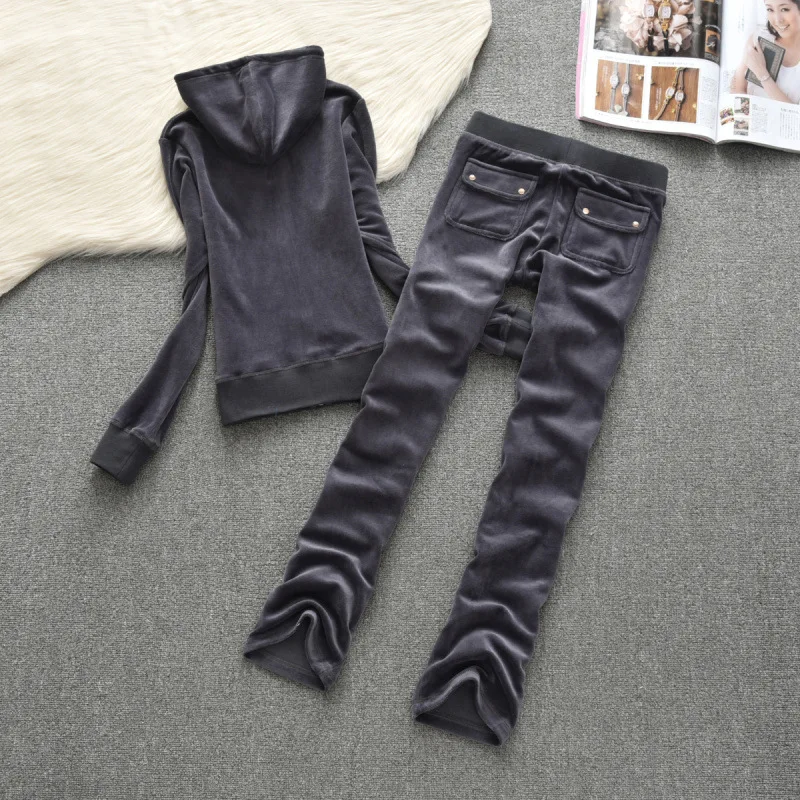 Spring / Fall 2020 Women'S Brand Velvet Fabric Tracksuits Velour Suit WomenTrack Hoodies And Pants Size S - XXL |