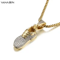 vanaxin 3d sneaker shoes pendants necklaces for men shiny mini rhodium plated hip hop aaa cz fashion women pendant jewelry 24