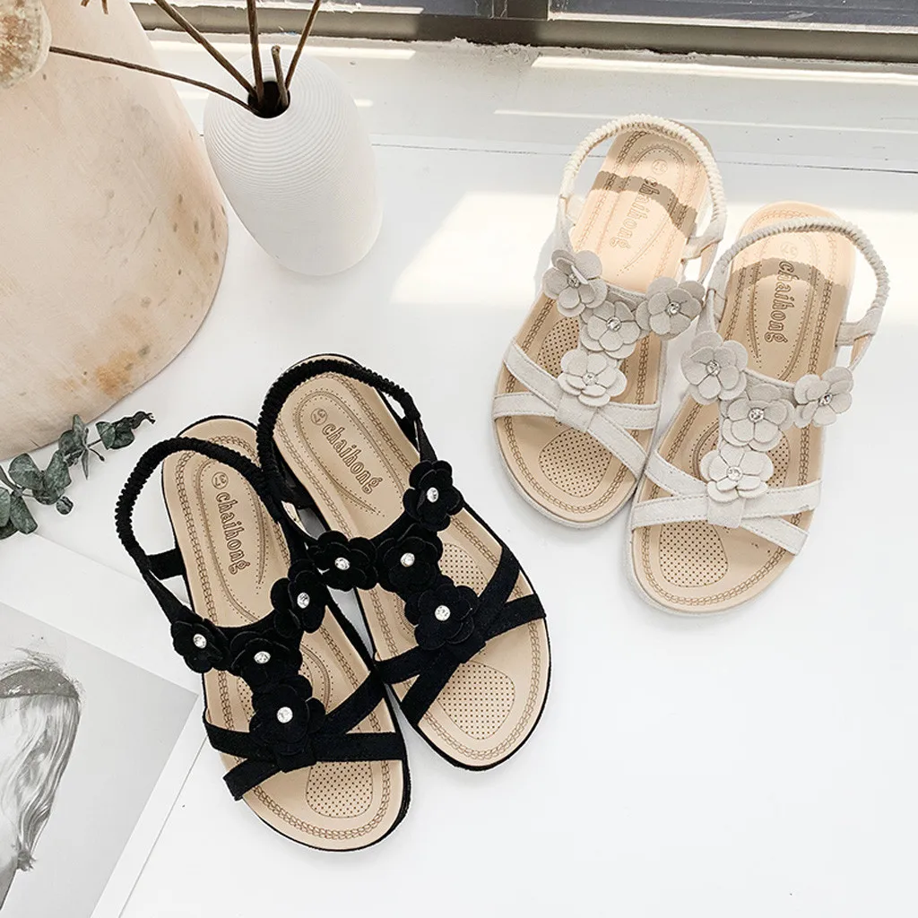 SAGACE/женские сандалии модные на плоской подошве повседневные пляжные со стразами