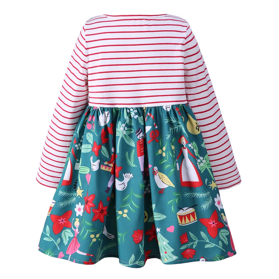 Pettigirl Autumn Floral Printed Baby Girl Dresses Striped Design Long Sleeve Dress Kids Clothes G-DMGD011-B139 | Детская одежда и