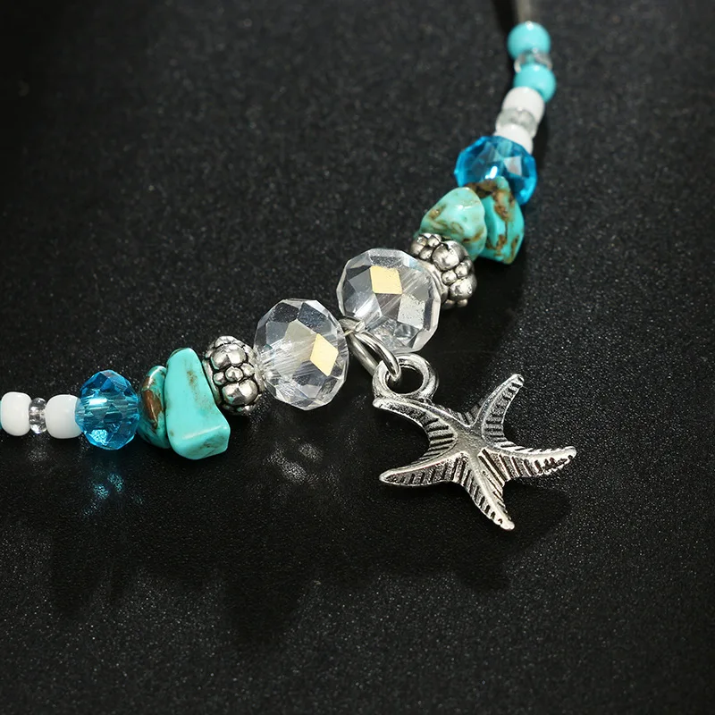 Браслеты для ног Женские многослойные анклеты с ракушками и морскими звездами в