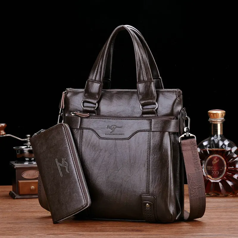 Мужская Повседневная Деловая кожаная сумка-мессенджер через плечо Мужской