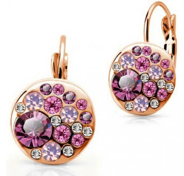 Круглые серьги OMH 5 пар цвета: розовый красный синий циркониевый 18 карат белые