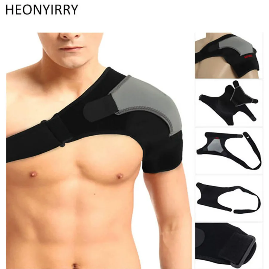 Adjustable Breathable Gym Sports Single Shoulder Support Back Brace Guard Strap Wrap Belt Band Pads Black Bandage Face Lift Tool | Красота и