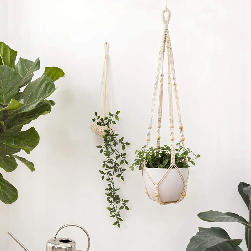 Вешалки для растений в макраме 2 шт. домашняя подвесная корзина держатель горшка