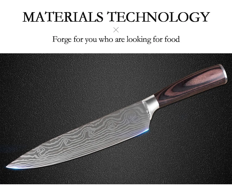 4 в 1 высокое качество поварские Ножи Имитация дамасской стали Santoku кухонные ножи острые фрукты овощи мясо кухонные ножи