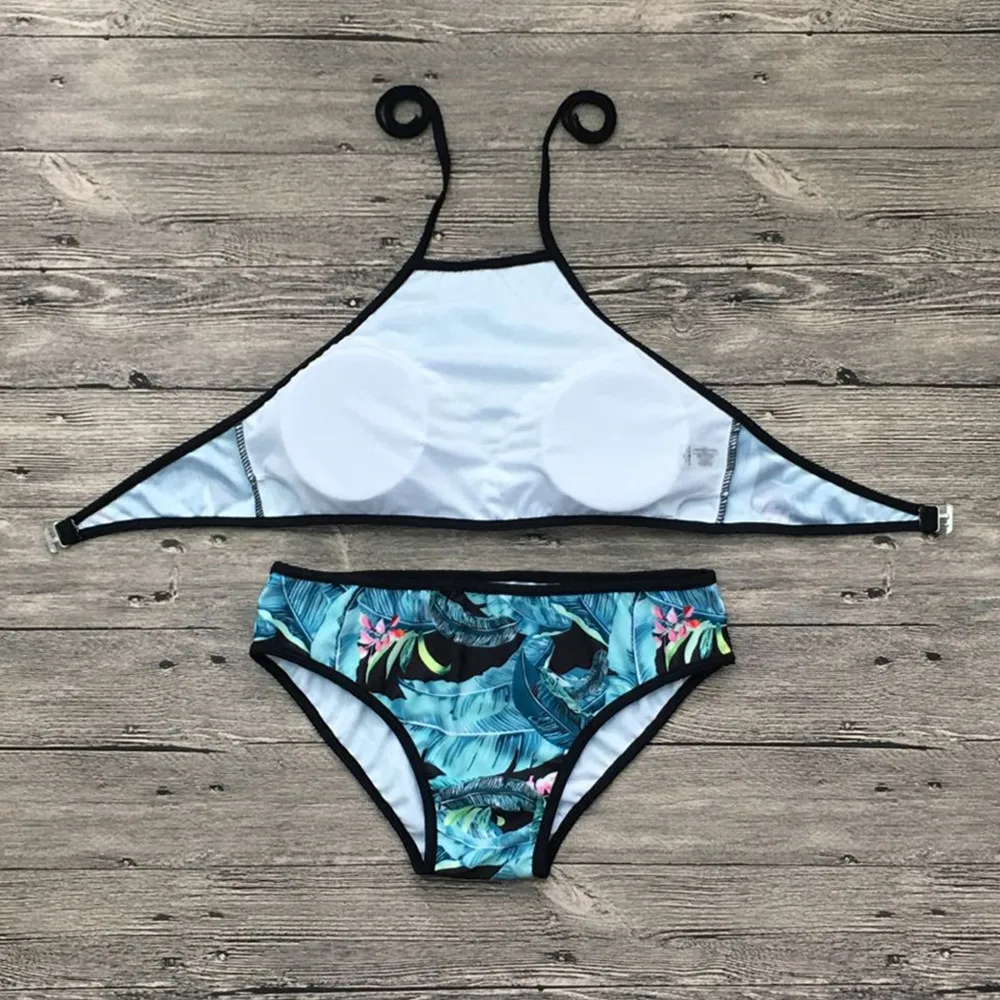 MisShow пикантные 2019 лист Для женщин бикини Отпечатано Бюстгальтер пуш-ап комплект