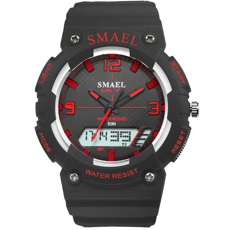Black Red SMAEL модные брендовые Детские часы светодиодный цифровой кварцевые часы для мальчиков и девочек, студенческие многофункциональные водонепроницаемые наручные часы для детей - Цвет: Black Red