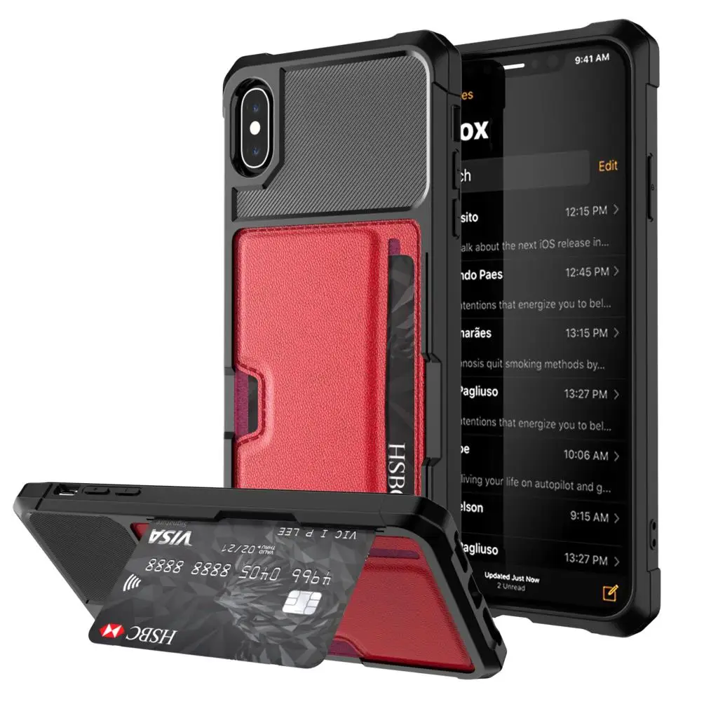 WEFOR чехол для телефона со слотом для карт для iPhone X, Роскошный кошелек, мобильные аксессуары для iPhone X XS, чехол для MAX XR - Цвет: Red
