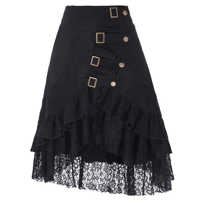 Винтаж Женщин Стимпанк Готический Одежда Цыганский Хиппи Faldas Высокой Эластичный