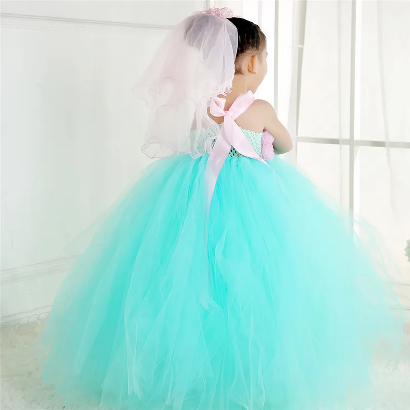Платье-пачка для девочек ручной работы Тюлевое платье принцессы с мятными