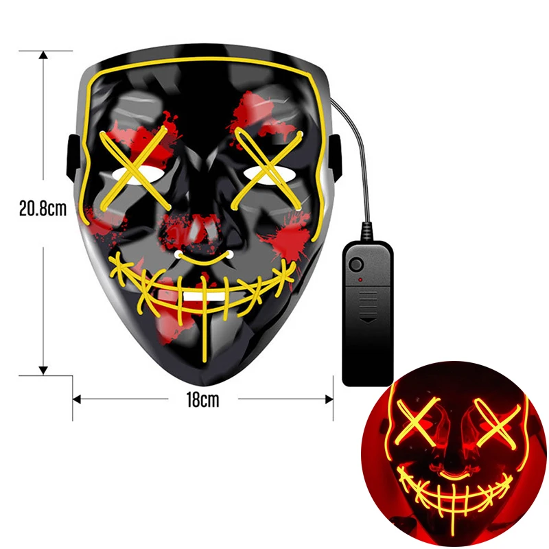Светодиодная маска для Хэллоуина маскарадные маски неоновая светится в темноте