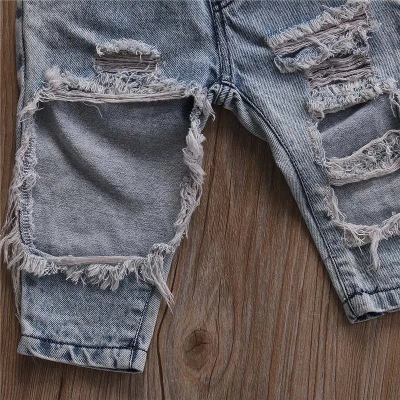 Модная черная блузка для маленьких девочек повседневные джинсовые штаны с