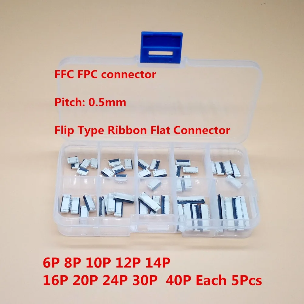 50 шт. раскладушка нижний контактный тип 0,5 мм Filp Down FFC FPC разъем 6/8/10/12/14/16/20/24/30/40 Pin - изображение