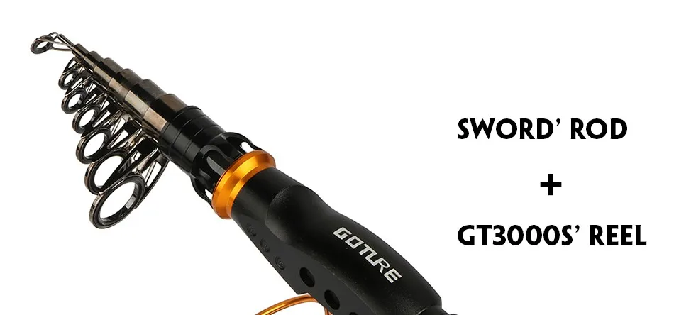 Goture Rod Combo SWORD телескопическая удочка 2,1-3,6 м+ GT3000S спиннинговая катушка 6BB для летних рыболовных снастей Лучшая цена удочка