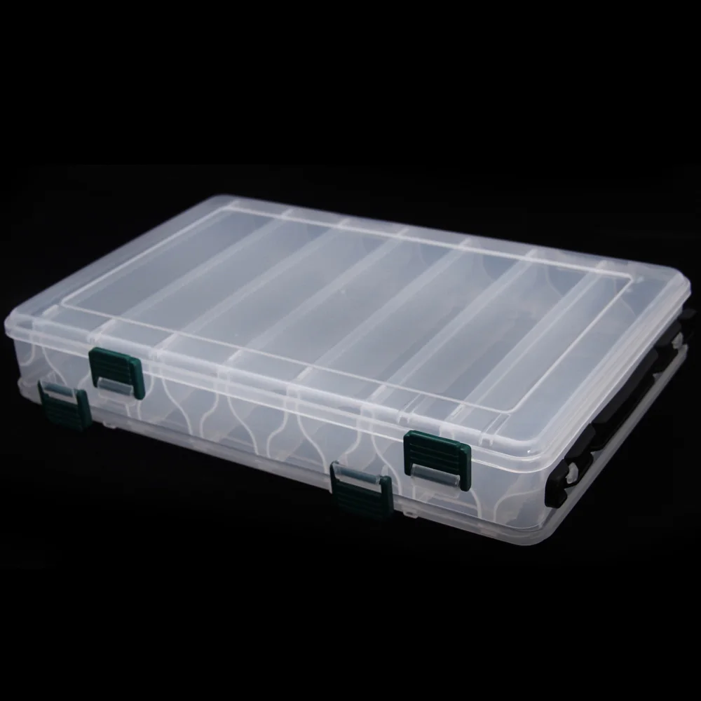 Двухсторонний прозрачный пластиковый ящик для рыболовных снастей с 14