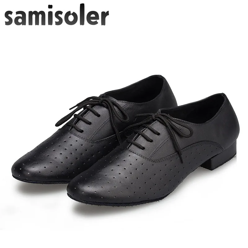 Мужская обувь для бальных танцев Samisoler черная танцевальная на каблуке сальсы