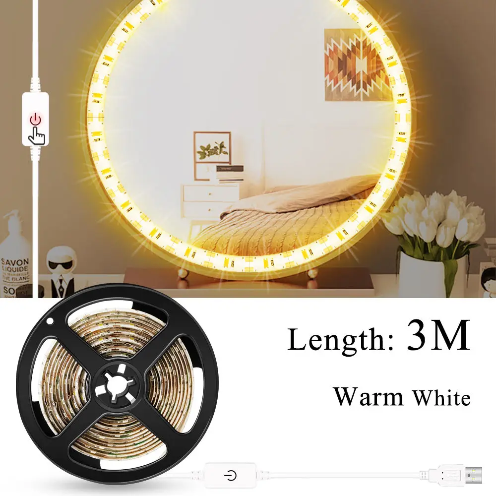 USB Warm 3M 8W CanLing макияж настенное зеркало с подсветкой Led 12 В голливудское косметическое зеркало 10 14 лампочек комплект туалетный столик с регулируемой яркостью ванная комната Косметическая лампа - Цвет абажура: USB Warm 3M 8W