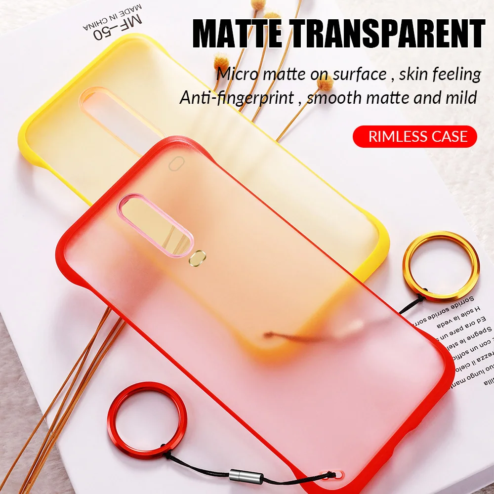 Чехол для телефона безрамный Прозрачный матовый Жесткий Xiaomi mi 10 lite 8 9 SE pro cc9e Redmi K20