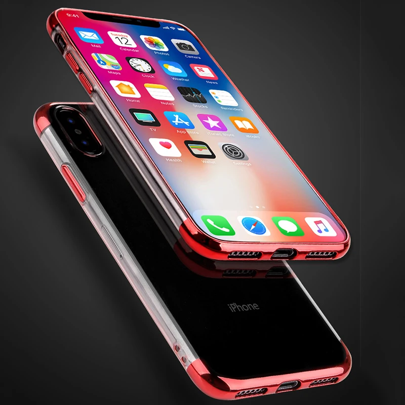 Full Cover Clear TPU Case For iPhone XS XR MAX X Luxury Plating Soft Silicone Bumper 8 7 6 6S Plus Shockproof |
