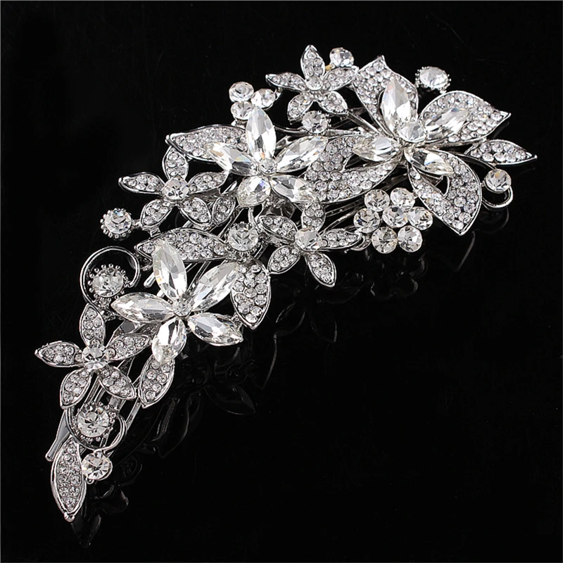 Luxurious Flower Sharp Czech Rhinestone Bridal Hair Combs Accessories Wedding Jewelry FW002 | Украшения и аксессуары