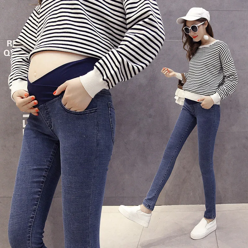 Брюки для беременных женщин Сезон весна-осень Модные хлопковые джинсы