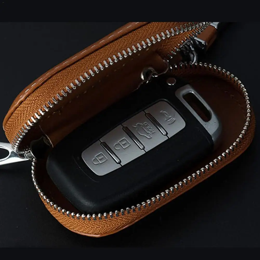 

Multi-function Key Bag Leather Key Case For Faraday Cage Keyless Entry Key Fob Pouch Car RFID Key Security Accessories