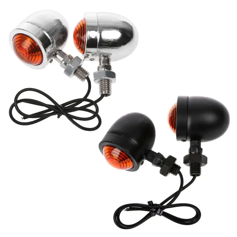 1 пара индикатор поворота мотоцикла Янтарный мигалка фара 12v Индикатор пуля хром|