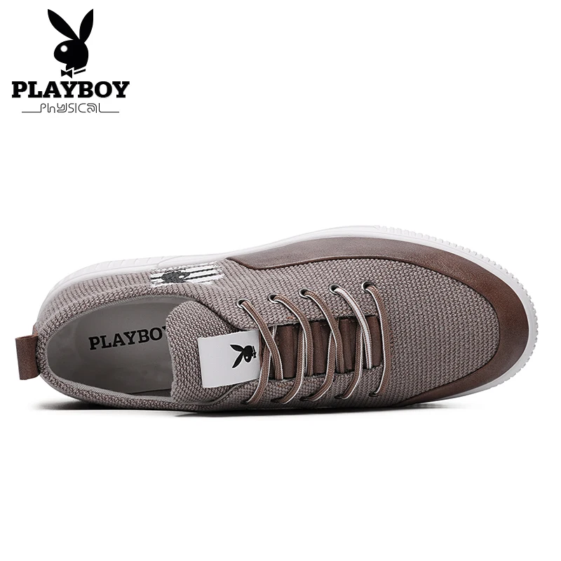 PLAYBOY/Новинка года; брендовая мужская обувь; сезон весна-осень; дышащая повседневная обувь на плоской подошве со шнуровкой; парусиновая обувь; дышащие мокасины