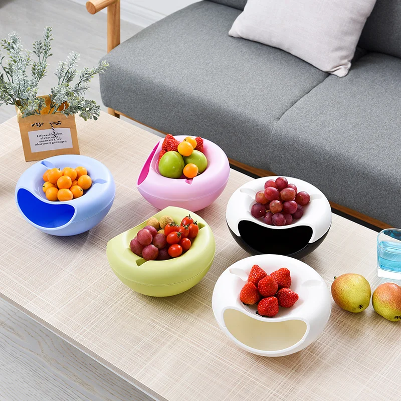 2017 Multifunctional Circular Plastic Double Deck Snacks Food Fruit Storage Box Dish Tabletop Grocerie Plate Organizer | Дом и сад