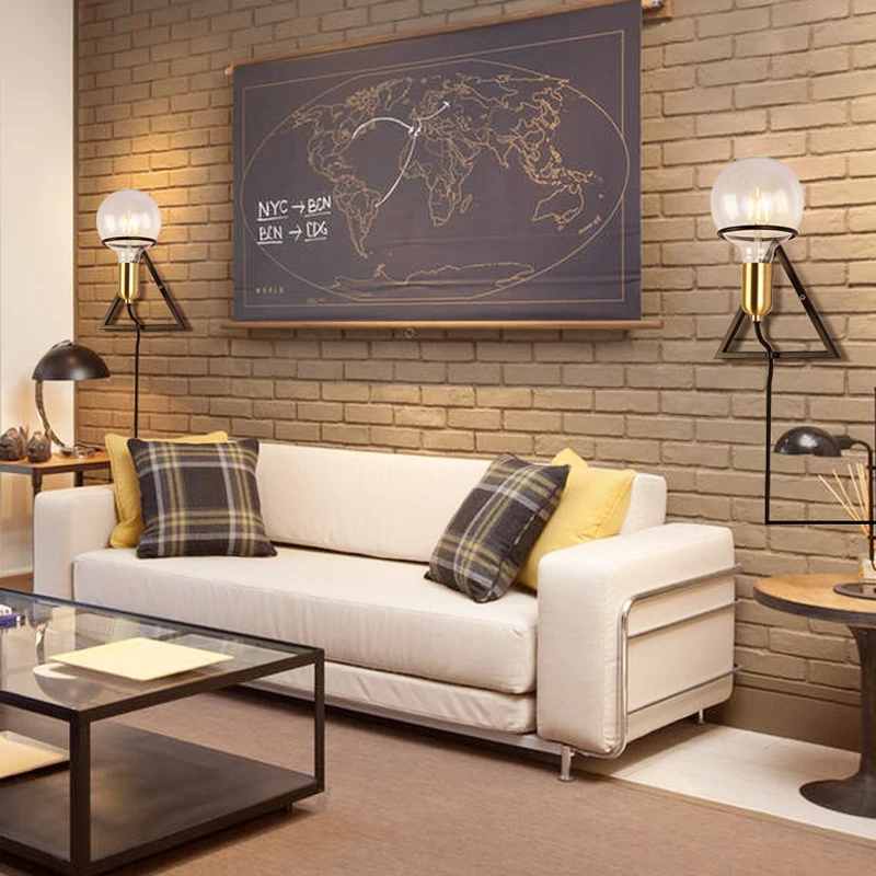 Новый стиль E27 светодиодные Настенные светильники металлический стеклянный шар