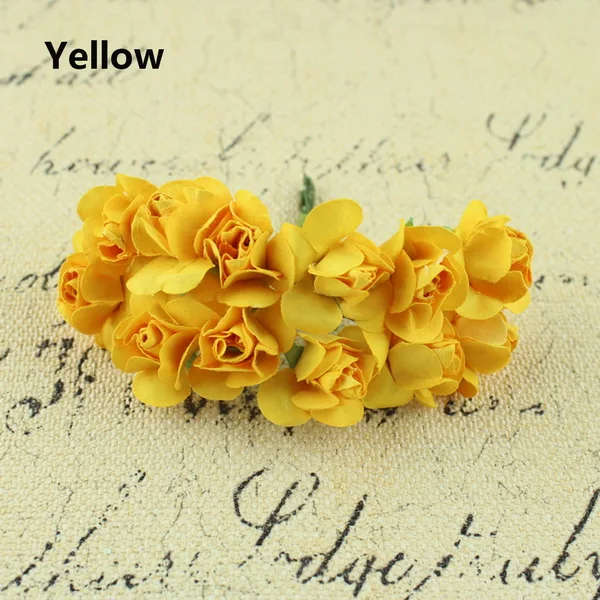 Yellow 144 шт. 10 мм искусственный цветок Бумага розы Букет невесты для свадьбы домой вечерние украшения DIY ВЕНОК поддельные цветы - Цвет: Yellow