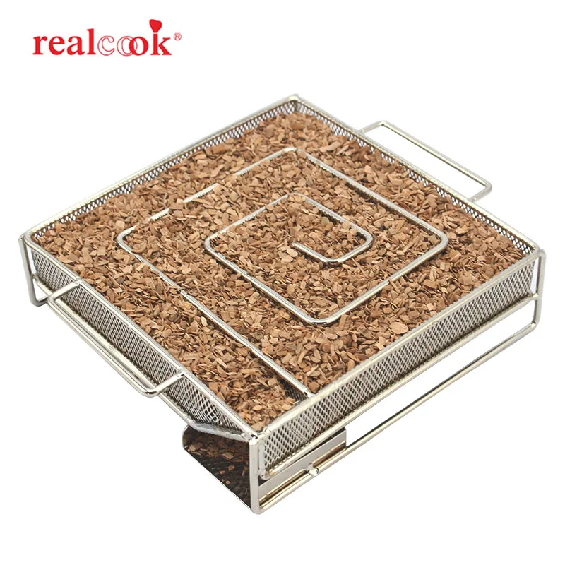 Realcook генератор холодного дыма принадлежности для барбекю гриль сетка древесная стружка коптильня для лосося рыбы барбекю инструмент для приготовления пищи