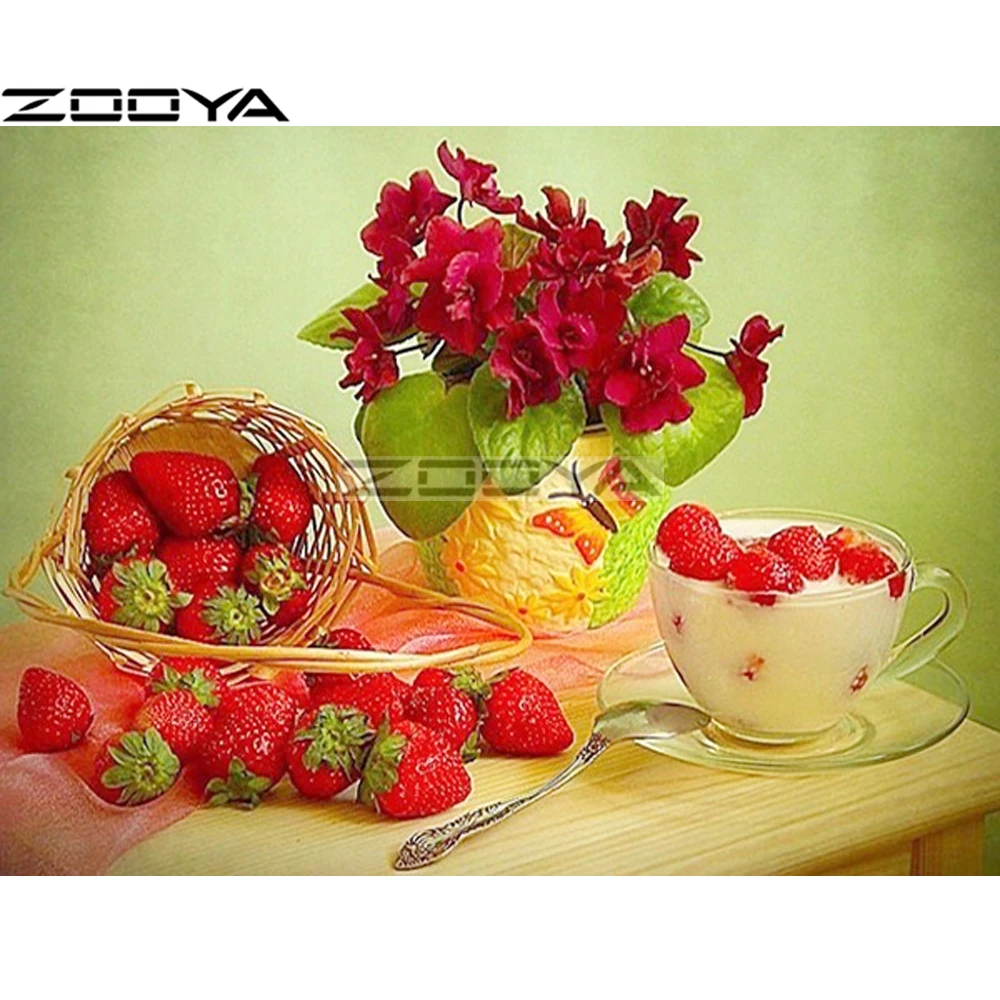 

ZOOYA 5D DIY Diamond Painting Cross-Stitch Kits Diamond Embroidery Fruit Strawberries Rhinestone Painting Mosaic Pictures R1207