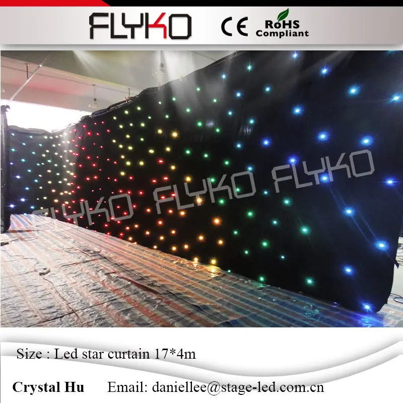 

Супер предложение Настройка 17 м * 4 м Светодиодная звезда занавеска/ткань/LED Горизонт DMX занавеска, RGBW Starcloth, LED dropback