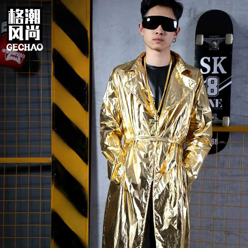 2018M 6XL/сценическое платье крутая Золотая ветровка костюм певицы DJD для приливного