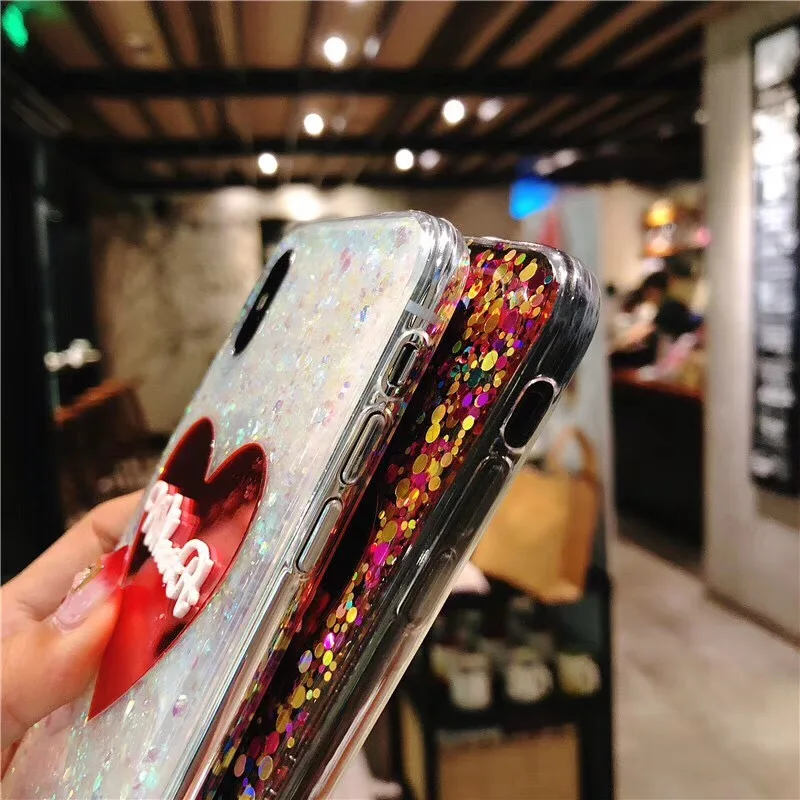 MYSUN блестящий чехол с сердечком для iPhone X порошком 7 8 6 6S Plus TPU силиконовый телефона