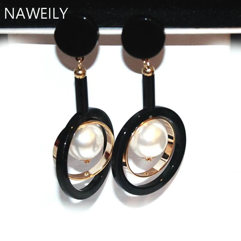 Черные круглые серьги фирменный дизайн геометрические аксессуары для женщин