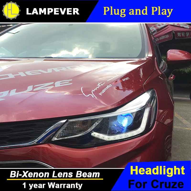 HLC Автомобильные фары для CHEVROLET CRUZE головной светильник s 2017 светодиодный налобный